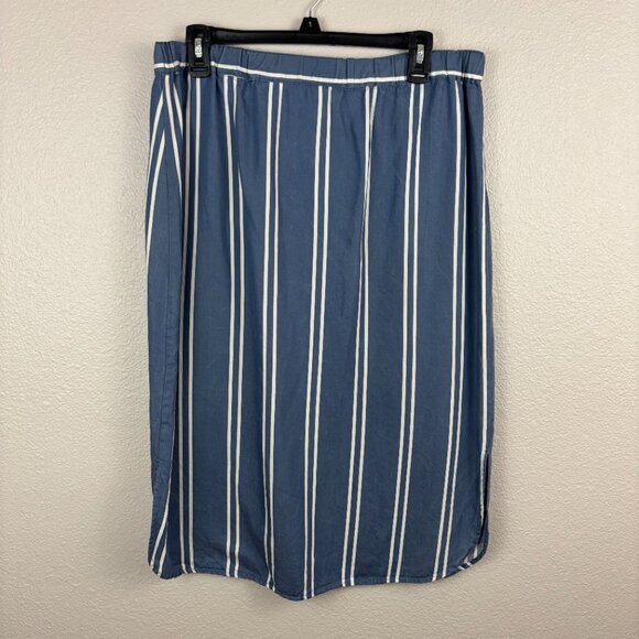 Marine Layer Womens Blue White Striped Button Front Tess Pencil Skirt Size 8 - Picture 3 of 10